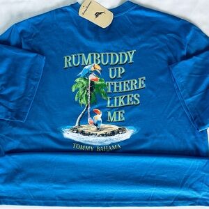Tommy Bahama Men’s RUMBUDDY UP THERE LIKES ME Palace Blue T-Shirt Tee XL Rum